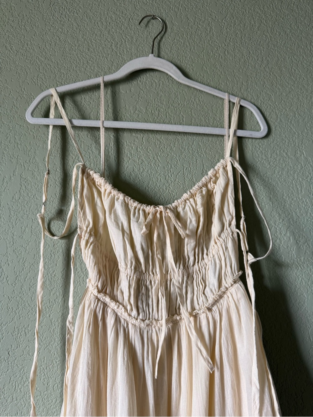 Free People-Cream Spaghetti Strap Sundress - Picture 4 of 7
